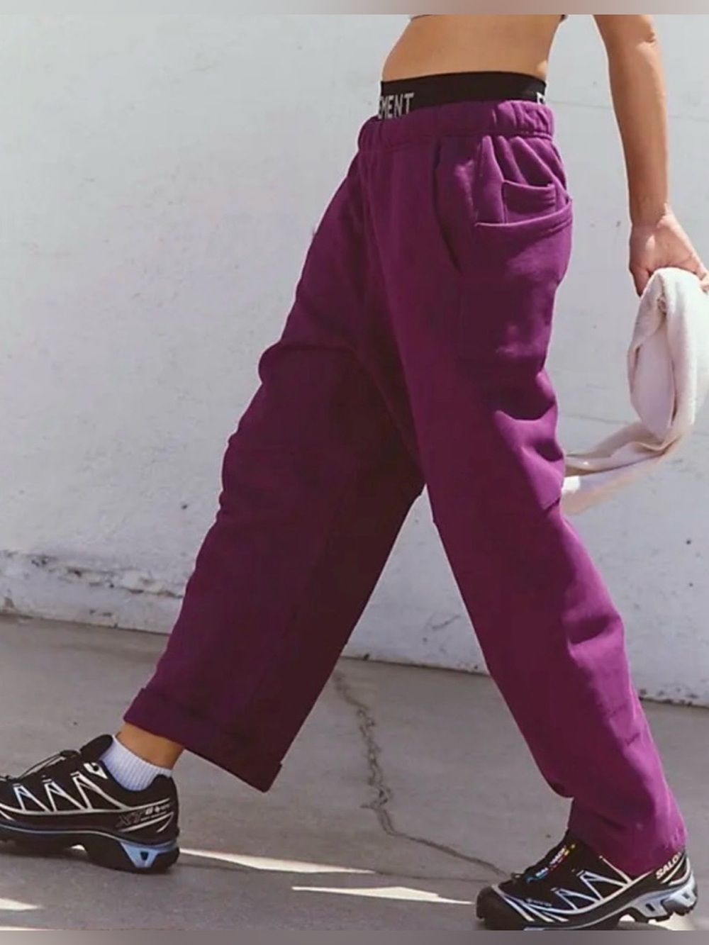 NEW Free People Movement XS Top Score Barrel Pants in Deep Mulberry NWOT Sweats - Picture 3 of 7